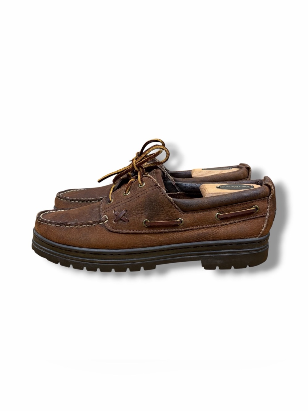 Vtg Polo Ralph Lauren Sport Boat Shoes Brown Leather Moccasin Lace Up Sz 9.5 B